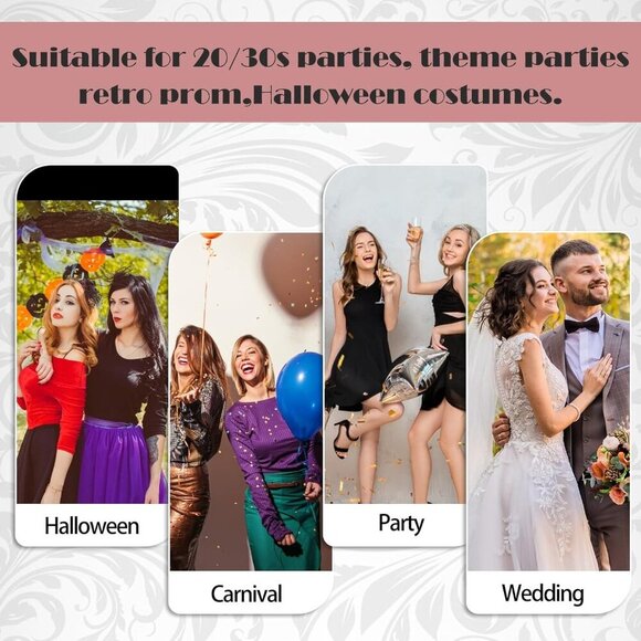 Vintage Black Feather Fascinator Hat with Lace Gloves for Tea Party Women Girl - Picture 5 of 8